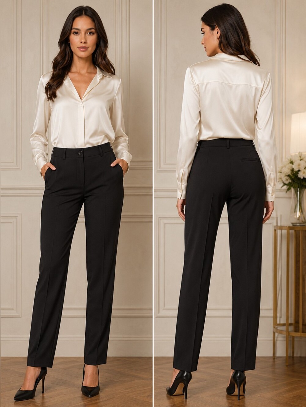 Gerry Weber Women"s Classic Black Dress Pants W/Front Pockets Size 23/ 40 Waist